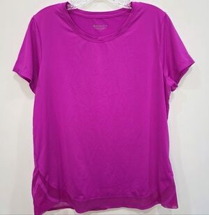 Athleta Cadence T-Shirt Activewear Top Mesh Trim Fuschia Pink Women’s Size Large